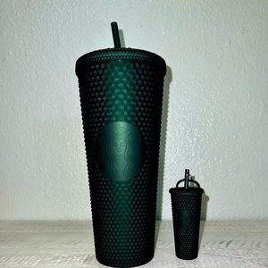 Starbucks matte soft dark green venti cup and matching key chain